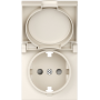 Накладка для розетки Schuko с заземлением,  с крышкой,  16A 250 В~,  матовый кремовый,  серия A07
