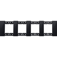 Декоративная рамка 2+2+2+2 модуля,  черное глянцевое стекло