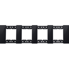 Декоративная рамка 2+2+2+2 модуля,  черное глянцевое стекло