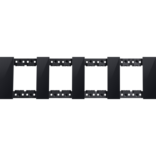 Декоративная рамка 2+2+2+2 модуля,  черное глянцевое стекло