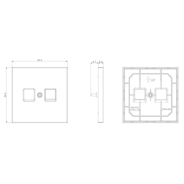 Накладка для розетки RJ45/RJ11,  одиночная,  благородная сталь,  серия R98 METAL