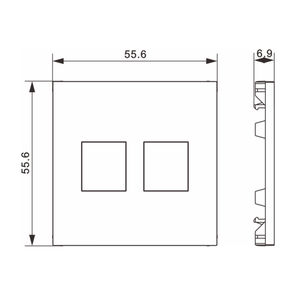 Накладка 2-я для розеток RJ45, TV, SAT,  матовый карбон,  серия A07