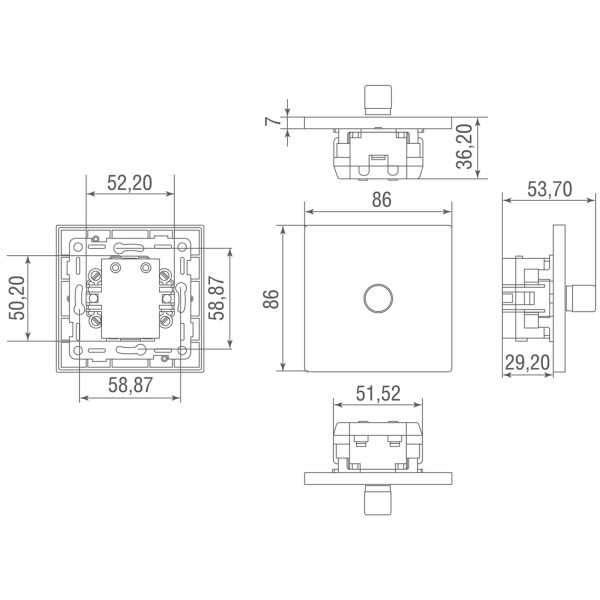 Светорегулятор поворотный Triac,  LED 100 Вт (акт.нагрузка-макс. 300Вт),  никель,  серия N96