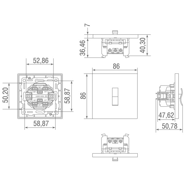 Переключатель на 1 тумблер,  клавиша Wave,  10AX 250V,  черный,  серия N96