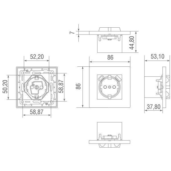 Розетка Schuko с зарядным устройством USB A+C,  с защитными шторками,  латунь,  серия N96