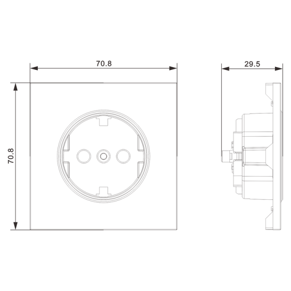 Накладка для розетки Schuko с заземлением,  со шторками 16A 250 В~,  матовый белый,  серия S08