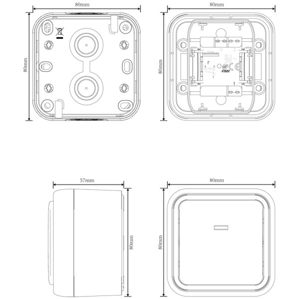 Переключатель 1-клавишный накладной с подсветкой,  цвет серый,  IP55,  серия W55