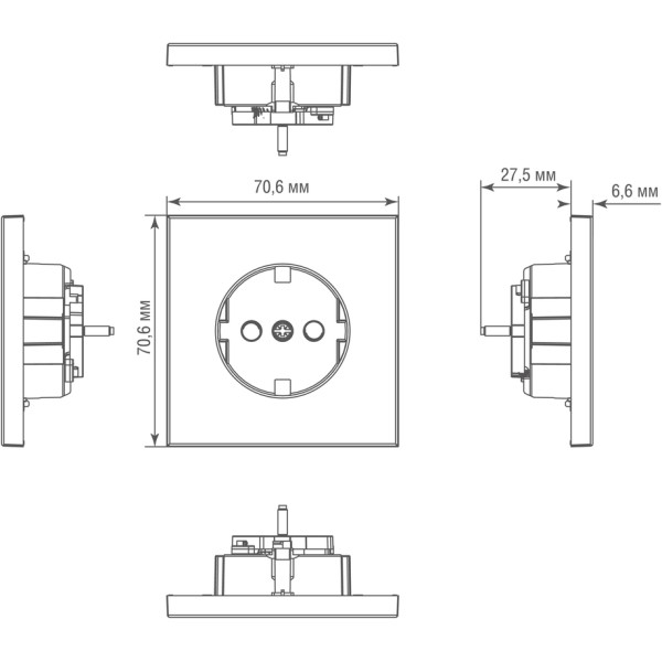 Накладка для розетки Schuko с/з с защитой 16 A 250 В~,  матовое золото,  серия R98 METAL