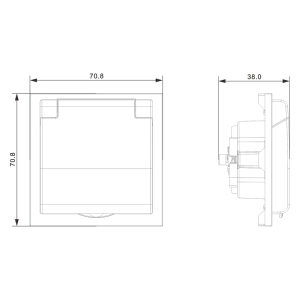Накладка для розетки Schuko с заземлением,  с крышкой,  16A 250 В~,  глянцевый белый,  серия S08
