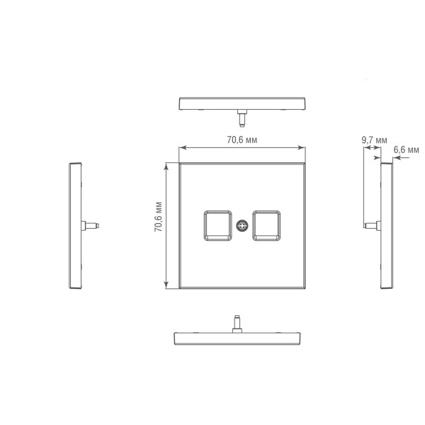 Накладка для розетки RJ45,  2-я,  благородная сталь,  серия R98 METAL