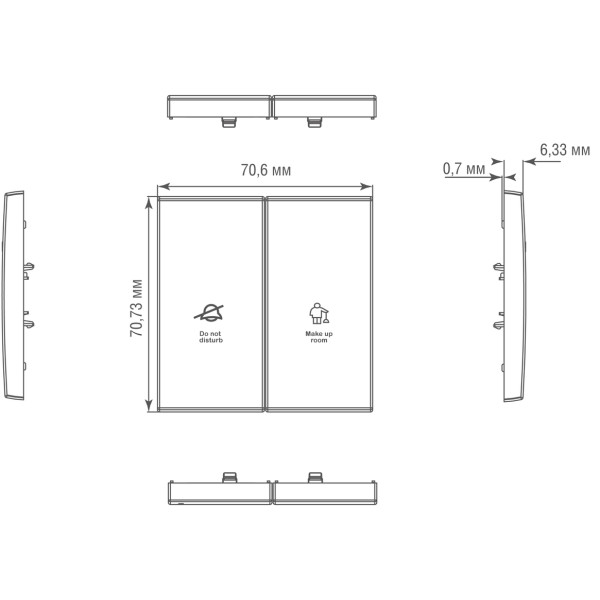 Клавиша 2-я с символами DND/MUR,  благородная сталь,  серия R98 METAL