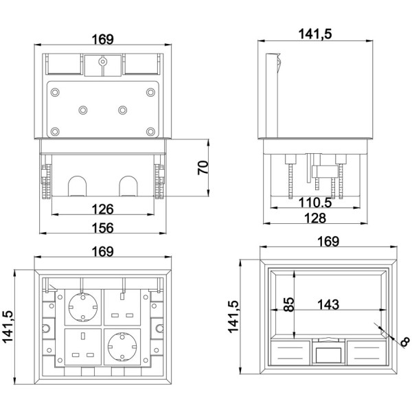 Лючок в пол на 8 модулей