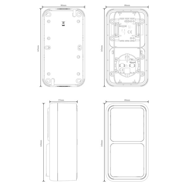 Двойной блок накладной,  розетка с защитной крышкой+переключатель 1-клавишный,  цвет серый,  IP55,  серия W55