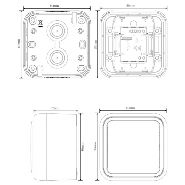 Выключатель звонкового типа 1-клавишный накладной,  цвет серый,  IP55,  серия W55