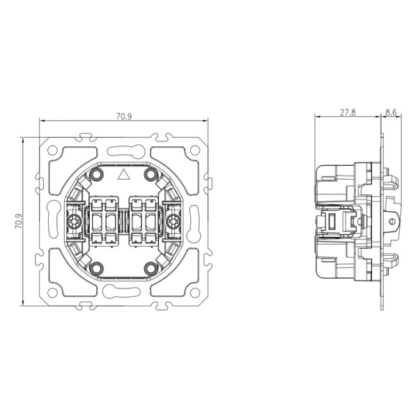 Механизм выключателя В2 с 3-х мест (перекрестного),  10A 250В~,  серия DB