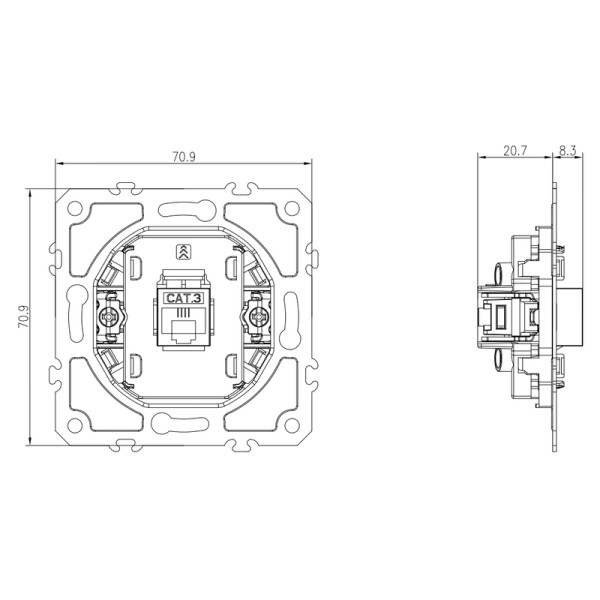Механизм розетки RJ11 cat.3/ClassE-4,  серия DB