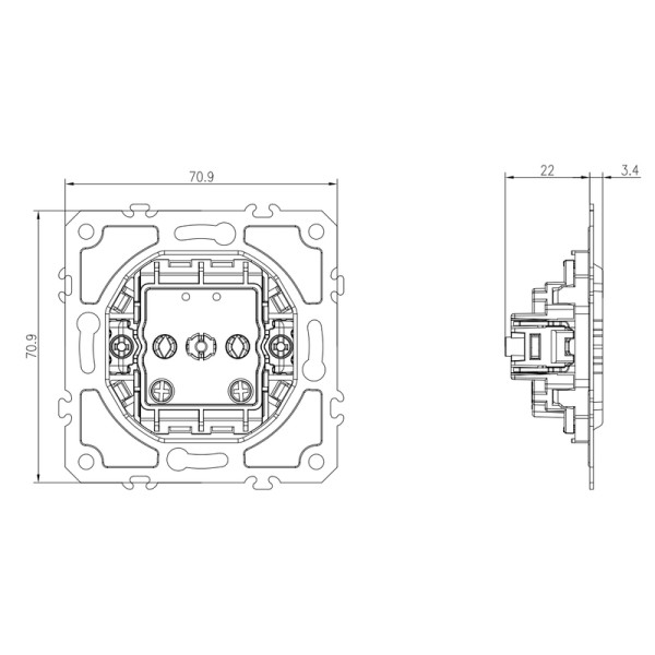 Механизм розетки без заземления 16А 250В~ на винтах,  серия DB