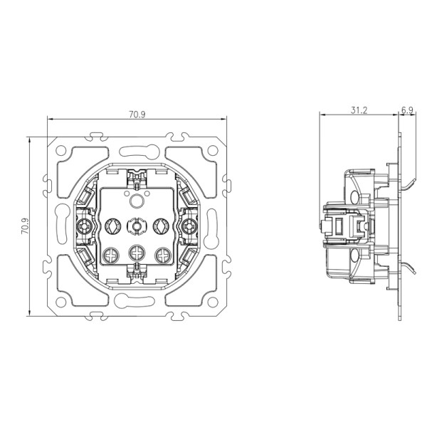Механизм розетки Schuko с заземлением 16А 250В~ на винтах,  серия DB