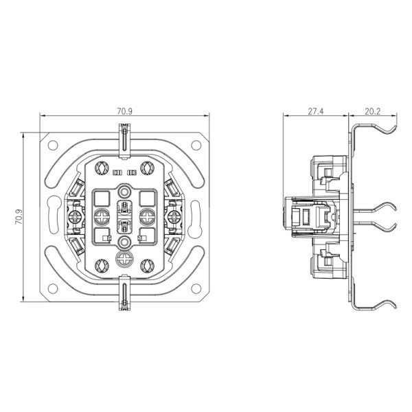 Механизм розетки двойной Schuko с заземлением 16А 250В~ на винтах,  серия DB