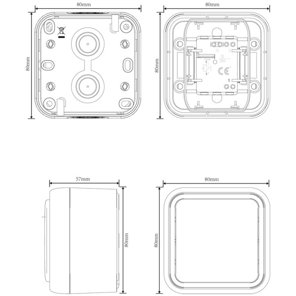 Выключатель звонкового типа 1-клавишный накладной,  с подсветкой,  цвет антрацит,  IP55,  серия W55