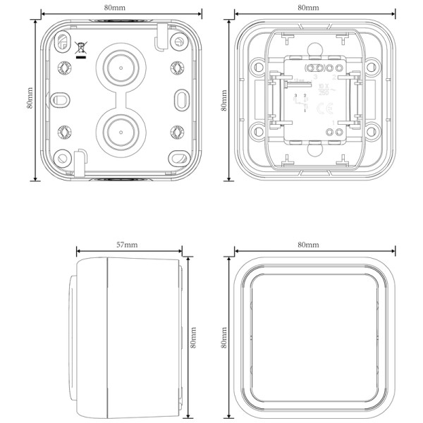 Переключатель 1-клавишный накладной,  цвет антрацит,  IP55,  серия W55