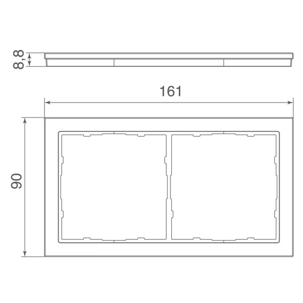 Рамка 2-я белое стекло,  серия R98 Glass