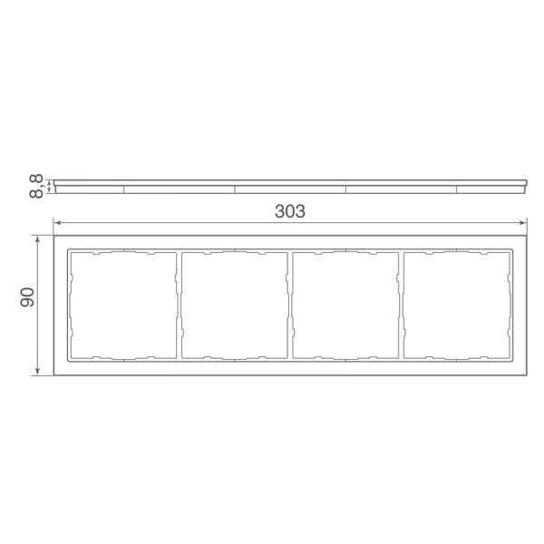 Рамка 4-я стекло мокко,  серия R98 Glass