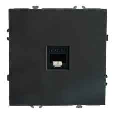 Розетка компьютерная 1-местная RJ-45 (механизм), STEKKER, серия Эмили, RST00-5117-05, черный уголь, soft touch  49847