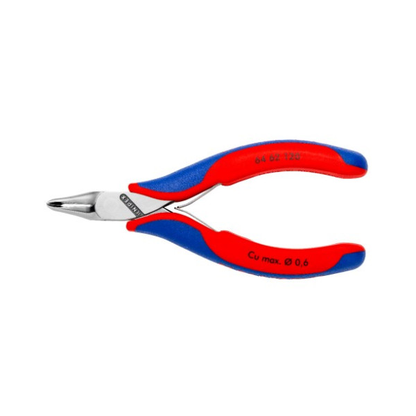 Кусачки торцевые для электроники, узкие кромки с фаской под 65°, с пружиной, L-120 мм, 2-комп. рукоятки (KNIPEX)