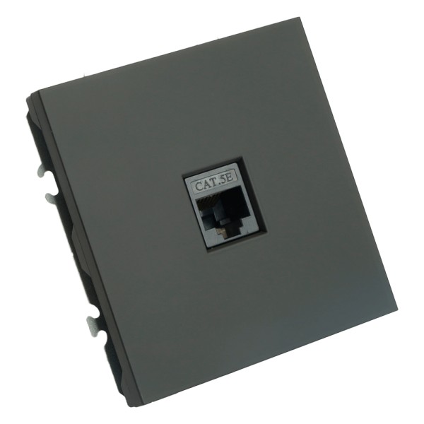 Розетка компьютерная 1-местная RJ-45 (механизм), STEKKER, серия Эмили, RST00-5117-05, черный уголь, soft touch  49847