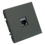 Розетка компьютерная 1-местная RJ-45 (механизм), STEKKER, серия Эмили, RST00-5117-05, черный уголь, soft touch  49847