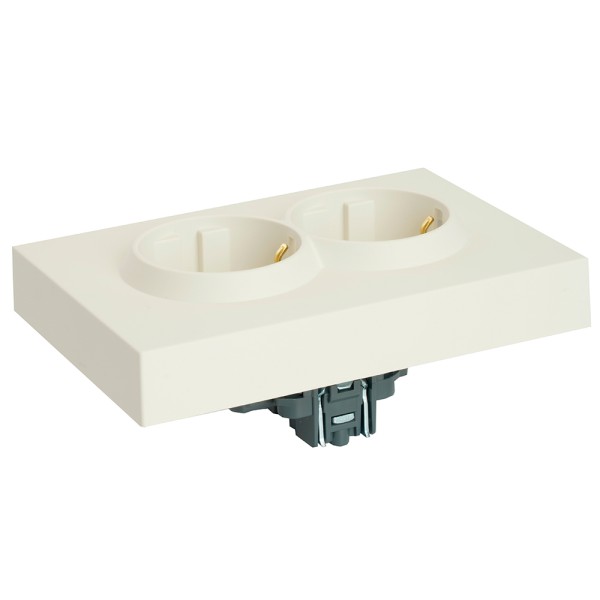 Розетка 2-местная с защитной шторкой, STEKKER, с/з, 250В, 16А, серия Эмили, RST16-5114-01, белый фарфор, soft touch  49882