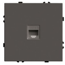 Розетка компьютерная 1-местная RJ-45 (механизм), STEKKER, серия Эмили, RST00-5117-09, антрацит, soft touch 49925
