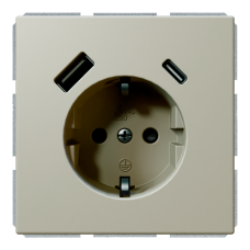 Розетка SCHUKO® с зарядным USB-интерфейсом 25Вт (A+C) - FD (тауп матовый - soft touch), артикул FD5501USB-25PTM