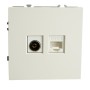 Розетка TV + компьютерная RJ-45 (механизм), STEKKER, серия Эмили, RST00-5106-01, белый фарфор, soft touch  49872