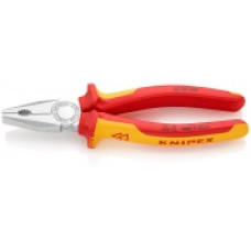 Плоскогубцы комбинир. VDE 1000V, L-200 мм, хром., 2-комп. рукоятки (KNIPEX)