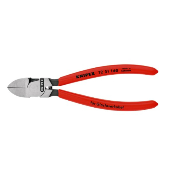 Бокорезы для оптоволокна, удлинённые режущие кромки без фасок, L-160 мм, обливные рукоятки (KNIPEX)