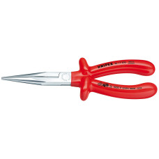 Длинногубцы с режущими кромками VDE 1000V, полукруглые прямые губки, L-200 мм, хром., обливные рукоятки (KNIPEX)