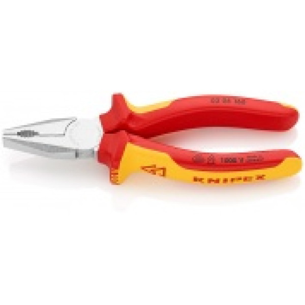 Плоскогубцы комбинир. VDE 1000V, L-160 мм, хром., 2-комп. рукоятки (KNIPEX)