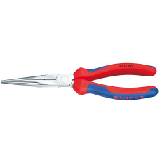 Длинногубцы с режущими кромками, полукруглые прямые губки, L-200 мм, хром., 2-комп. рукоятки (KNIPEX)