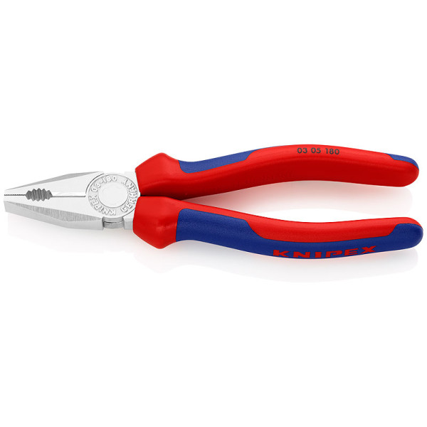 Плоскогубцы комбинированные, L-180 мм, хром., 2-комп. рукоятки, SB (KNIPEX)