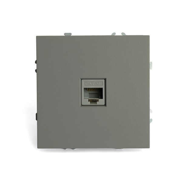 Розетка компьютерная 1-местная RJ-45 (механизм), STEKKER, серия Эмили, RST00-5117-10, платиново-серый, soft touch 49951