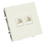 Розетка компьютерная 2-местная RJ-45 (механизм), STEKKER,  серия Эмили, RST00-5111-01, белый фарфор, soft touch  49874