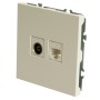 Розетка TV + компьютерная RJ-45 (механизм), STEKKER, серия Эмили, RST00-5106-01, белый фарфор, soft touch  49872