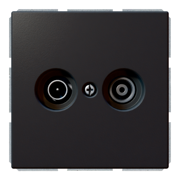 Розетка TV-FM проходная с накладкой - FD (черный матовый - soft touch), артикул FD6205PBM