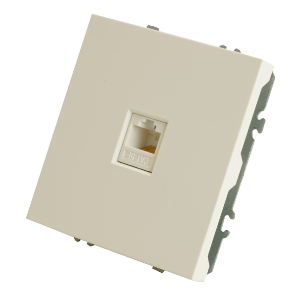 Розетка компьютерная 1-местная RJ-45 (механизм), STEKKER, серия Эмили, RST00-5117-01, белый фарфор, soft touch  49873