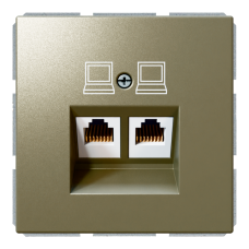 Розетка двойная компьютерная RJ45 cat 5 с накладкой - FD (бронза), артикул FD6106BR