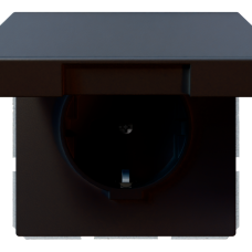 Розетка SCHUKO® 16A с крышкой и со шторками - FD (черный матовый - soft touch), артикул FD5505PBM