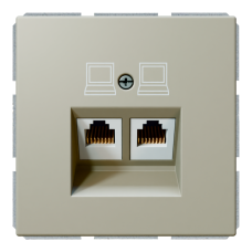 Розетка двойная компьютерная RJ45 cat 5 с накладкой - FD (тауп матовый - soft touch), артикул FD6106PTM