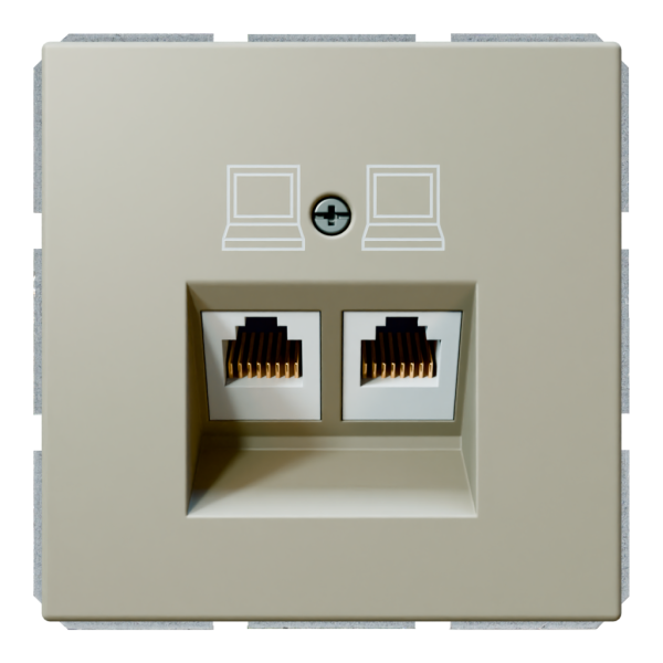 Розетка двойная компьютерная RJ45 cat 5 с накладкой - FD (тауп матовый - soft touch), артикул FD6106PTM